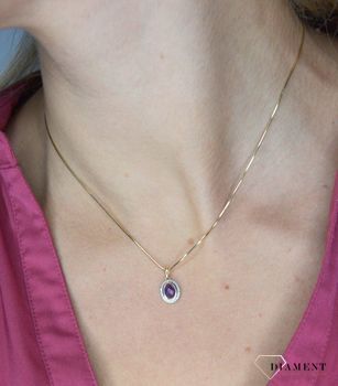 Złota zawieszka 585 DIAMENT ametyst, diamenty 60027177 HSI. Zawieszka DIAMENT złoto, ametyst i diamenty Arenart 60027177 wykonana ze złota próby 585. Zawieszka ze złota próby 585 z ametystem i diamentami  (5).JPG